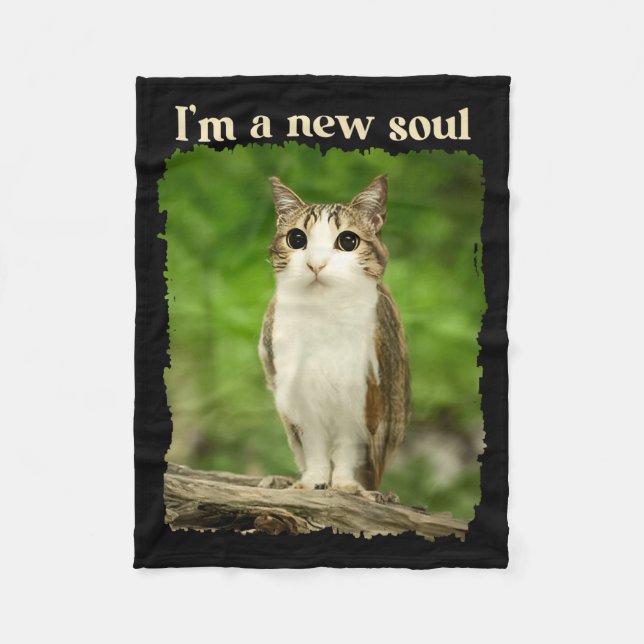 Funny Meowl Meme, Cat Owl Meme Brainrot Gen Alpha  Fleece Blanket (Front)