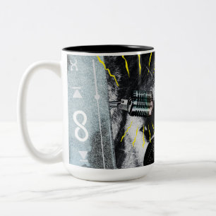 Funny Meown Cat Music Retro Collage Drinking Glass Two-Tone Coffee Mug