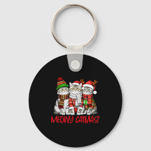 Funny Meowy Catmas Christmas Cats Ugly Sweater Gra Key Ring