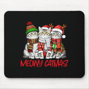 Funny Meowy Catmas Christmas Cats Ugly Sweater Gra Mouse Pad