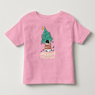 Funny Meowy Christmas Grumpy Tuxedo Cat Xmas Tree Toddler T-Shirt