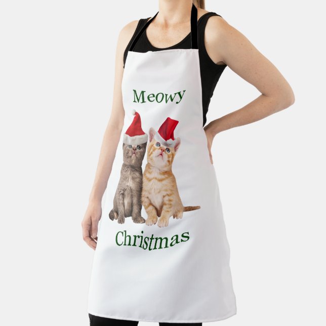 Funny Meowy Christmas Santa Cats Apron (Insitu)