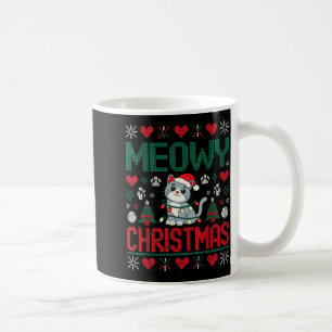 Funny Meowy Christmas Ugly Xmas Cute Lights Cat Sa Coffee Mug
