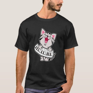 Funny Meowzart Cat Pun Classical Music Piano Keybo T-Shirt