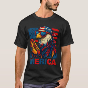 Funny Merica Eagle Hotdog Usa Flag 4th Of July Pat T-Shirt