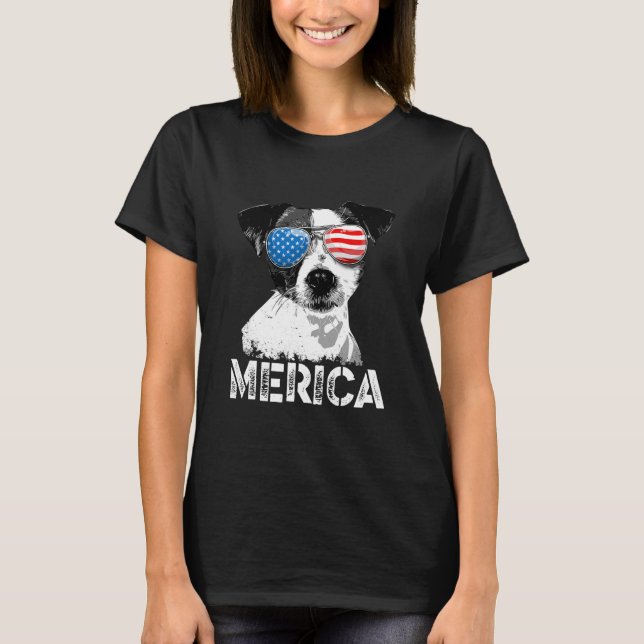 Funny Merica Jack Russell Terrier T-Shirt (Front)