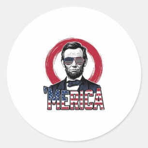 Funny Merica Patriotic President Vintage Vector De Classic Round Sticker