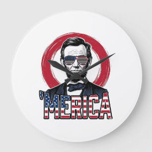 Funny Merica Patriotic President Vintage Vector De Large Clock