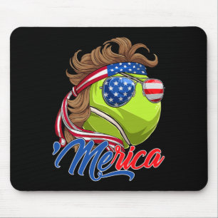 Funny Merica Tennis Ll And Usa Flag Sungles 4th Of Mouse Pad