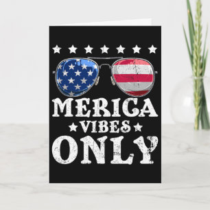 Funny Merica Vibes Only American Flag Sungles 4th  Card