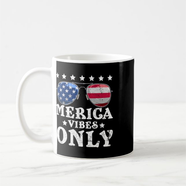 Funny Merica Vibes Only American Flag Sungles 4th  Coffee Mug (Left)