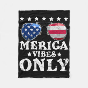 Funny Merica Vibes Only American Flag Sungles 4th  Fleece Blanket