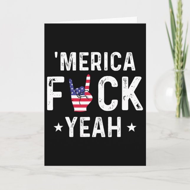 Funny Merica Yeah 4th Of July  Card (Front)
