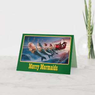 Funny Mermaid Christmas Holiday Card