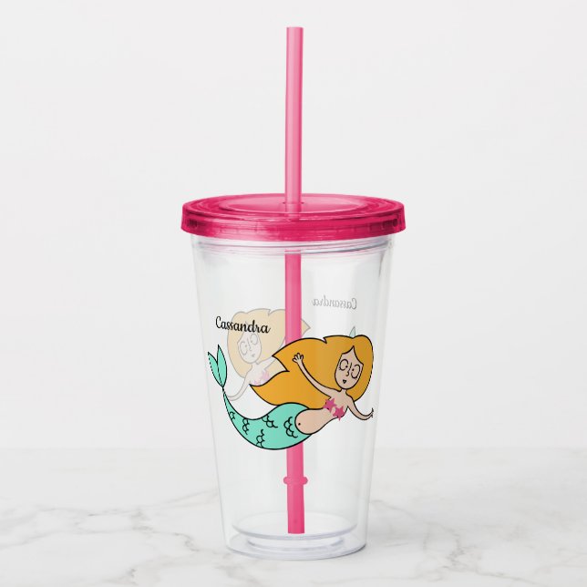 Funny Mermaid custom name tumblers (Front)
