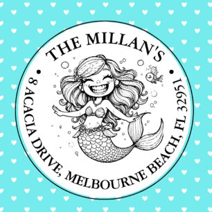 Funny Mermaid Pool Party  theme Self-inking Stamp