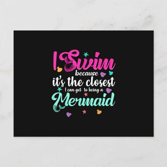 Funny Mermaid Swimming Quote Women And Girl Gift Postcard (Front)