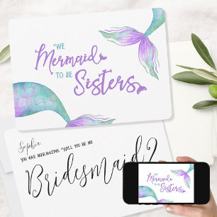 Funny Mermaid to be Sisters Bridesmaid Proposal Invitation