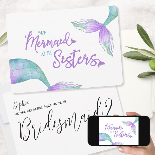Funny Mermaid to be Sisters Bridesmaid Proposal Invitation (Creator Uploaded)