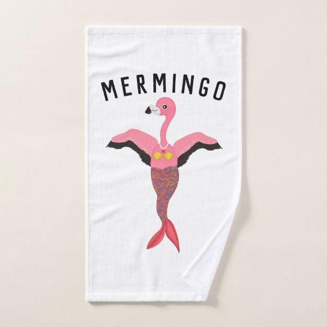 Funny Mermingo: Flamingo-Mermaid Hand Towel (Hand Towel)