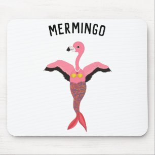 Funny Mermingo Graphic: Flamingo-Mermaid Hybrid Mouse Pad