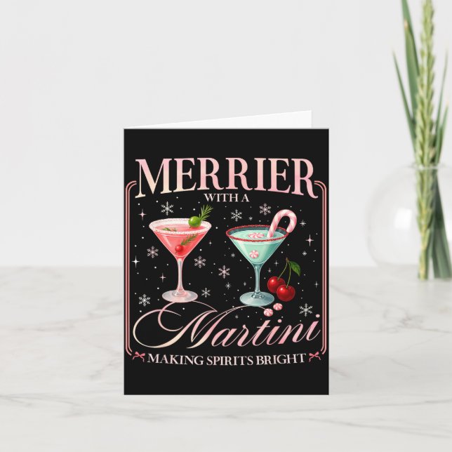 Funny Merrier With A Martini Bachelorette Merry Ch Card (Front)
