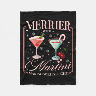 Funny Merrier With A Martini Bachelorette Merry Ch Fleece Blanket