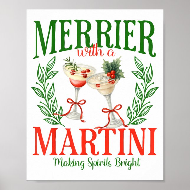 Funny Merrier With A Martini Bachelorette Merry Ch Poster (Front)