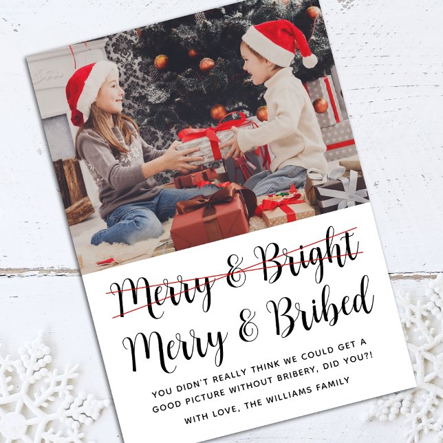 Funny Merry and Bright Christmas Photo Holiday Card (Creator Uploaded)