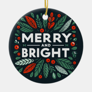 Funny Merry and Bright Drunk Joke Ceramic Tree Decoration