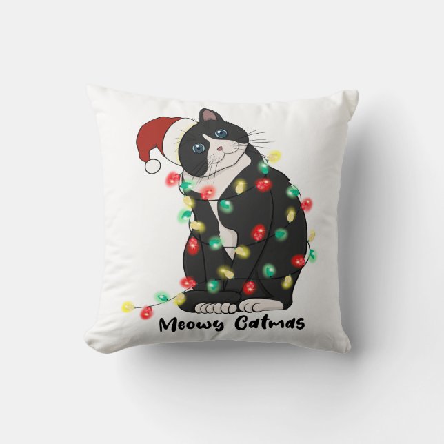 Funny Merry Catmas Cat Cushion (Front)