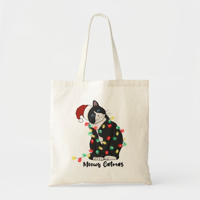 Funny Merry Catmas Cat Tote Bag (Front)