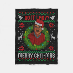 Funny Merry Chit-mas Ugly Christmas Sweater  Fleece Blanket
