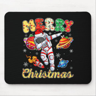 Funny Merry Christmas Astronaut Dabbing Space Snow Mouse Pad