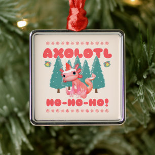 Funny Merry Christmas Axolotl Ho-Ho-Ho! Metal Tree Decoration