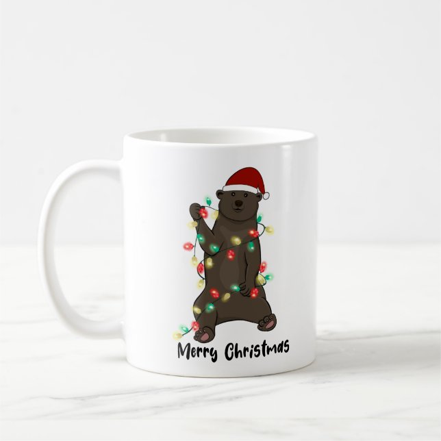 Funny Merry Christmas Bear Coffee Mug (Left)