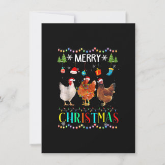 Funny Merry Christmas Chicken Shirt Santa Hat Ligh Invitation