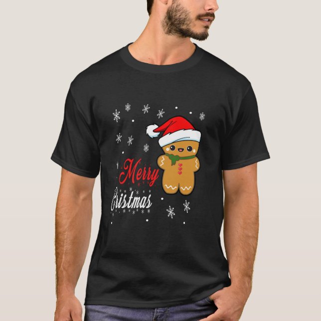 Funny Merry Christmas Gingerbread Man Costume Men  T-Shirt (Front)