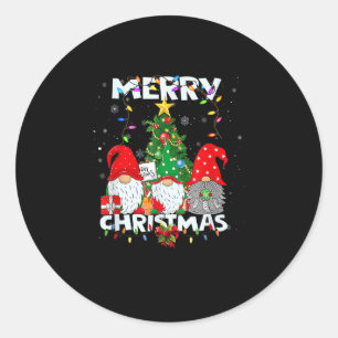 Funny Merry Christmas Gnome Shirt Family Xmas Boys Classic Round Sticker