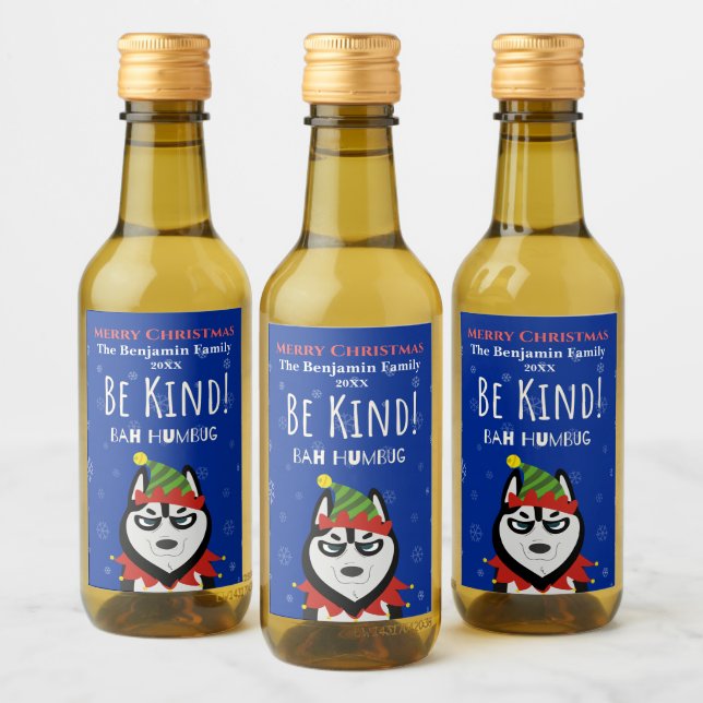 Funny Merry Christmas Happy Holiday Personalise  Wine Label (Bottles)