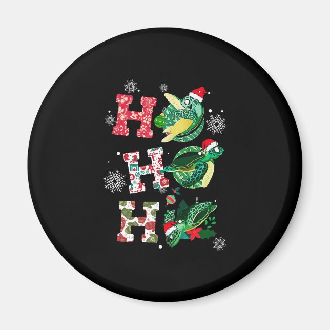 Funny Merry Christmas HO HO HO Turtle Santa Magnet (Front)