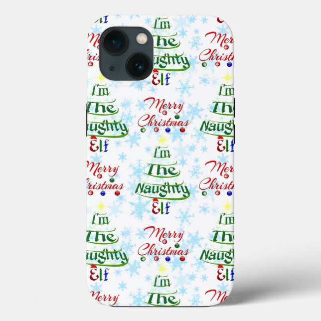 Funny Merry Christmas Holiday Naughty Elf Case-Mate iPhone Case (Back)