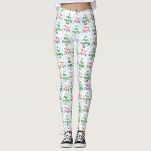 Funny Merry Christmas Holiday Naughty Elf Leggings