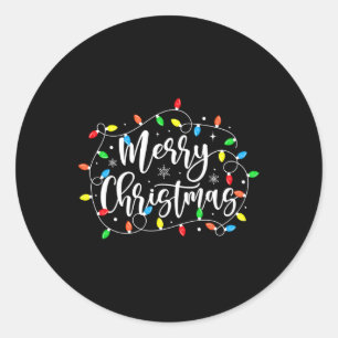 Funny Merry Christmas Lights Xmas Family Men Women Classic Round Sticker