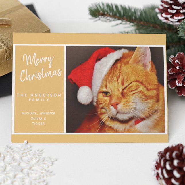 Funny Merry Christmas Orange Cat with Santa Hat Holiday Card (Creator Uploaded)