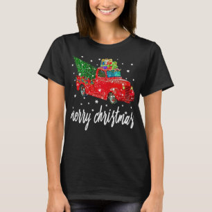 Funny Merry Christmas Red Truck Tree T-Shirt