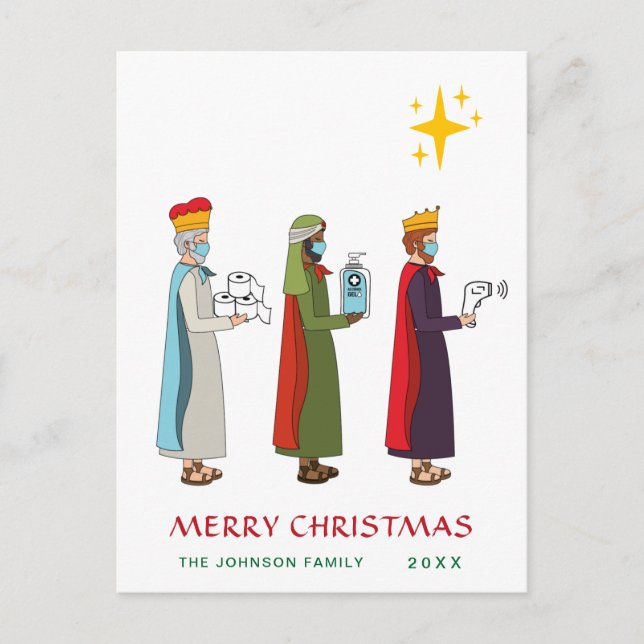 Funny Merry Christmas Three Kings Greeting Holiday Postcard (Front)