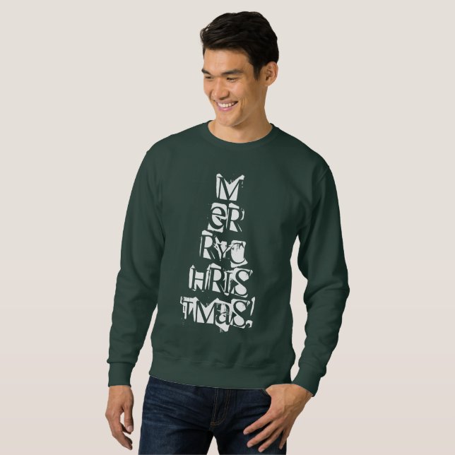 Funny Merry Christmas Tree Typography Sweatshirt (Front Full)