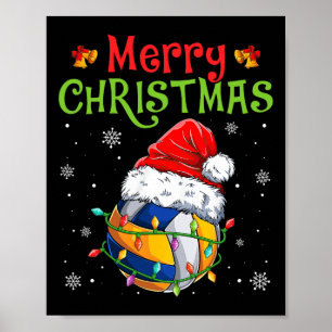 Funny Merry Christmas Volleyball Santa Hat Xmas Li Poster