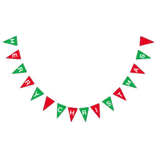 Funny merry Christmas Winter red and green Holiday Bunting